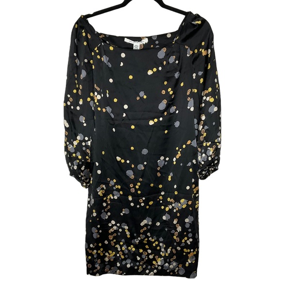 Diane Von Furstenberg Dresses & Skirts - Diane Von Furstenburg Silk Long Sleeve Polka Dot Boat Neck Dress